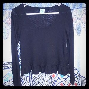 Black semi-sheer ruffle blouse